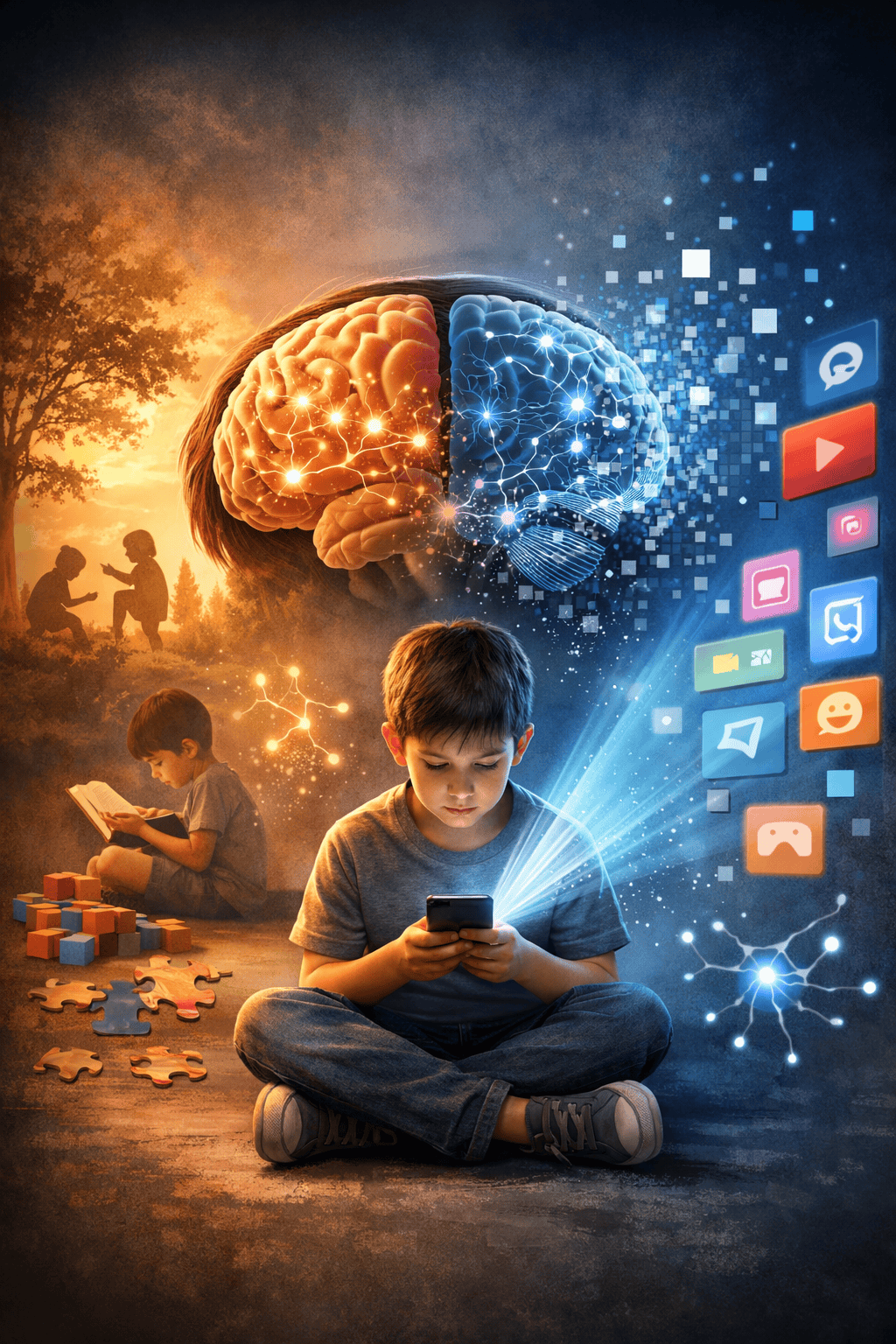 אילוזטרציה של השפעת המסך על ילדים