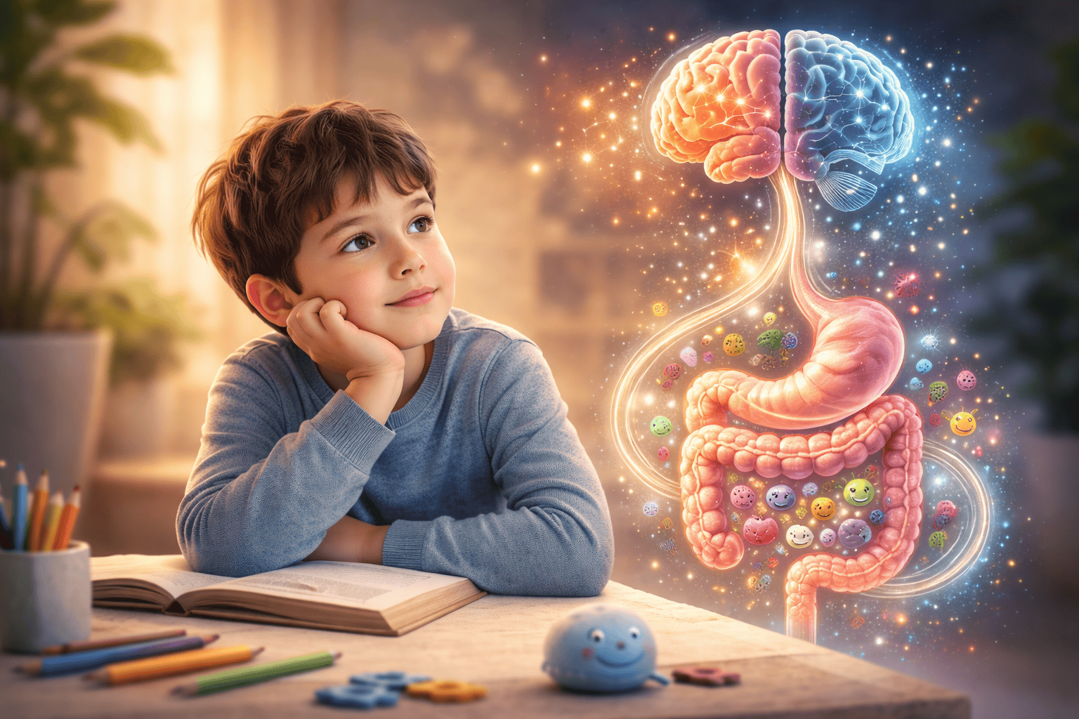 אילוסטרציה - הקשר בין המעי לריכוז