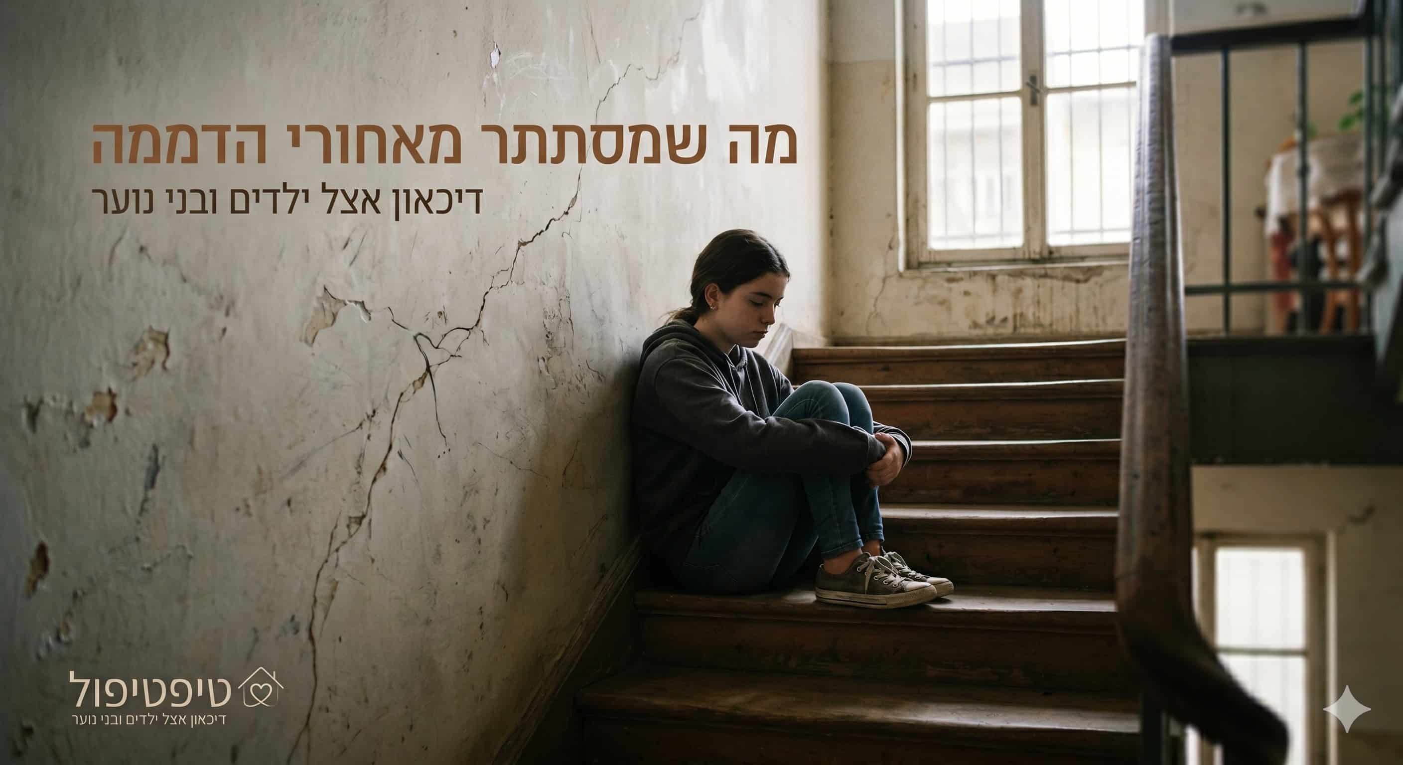 ילדה בדיכאון יושבת במדרגות